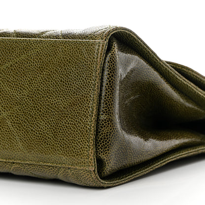 Chanel Crumpled Grained Calfskin Jumbo CC Crave Flap Green 10 of 13