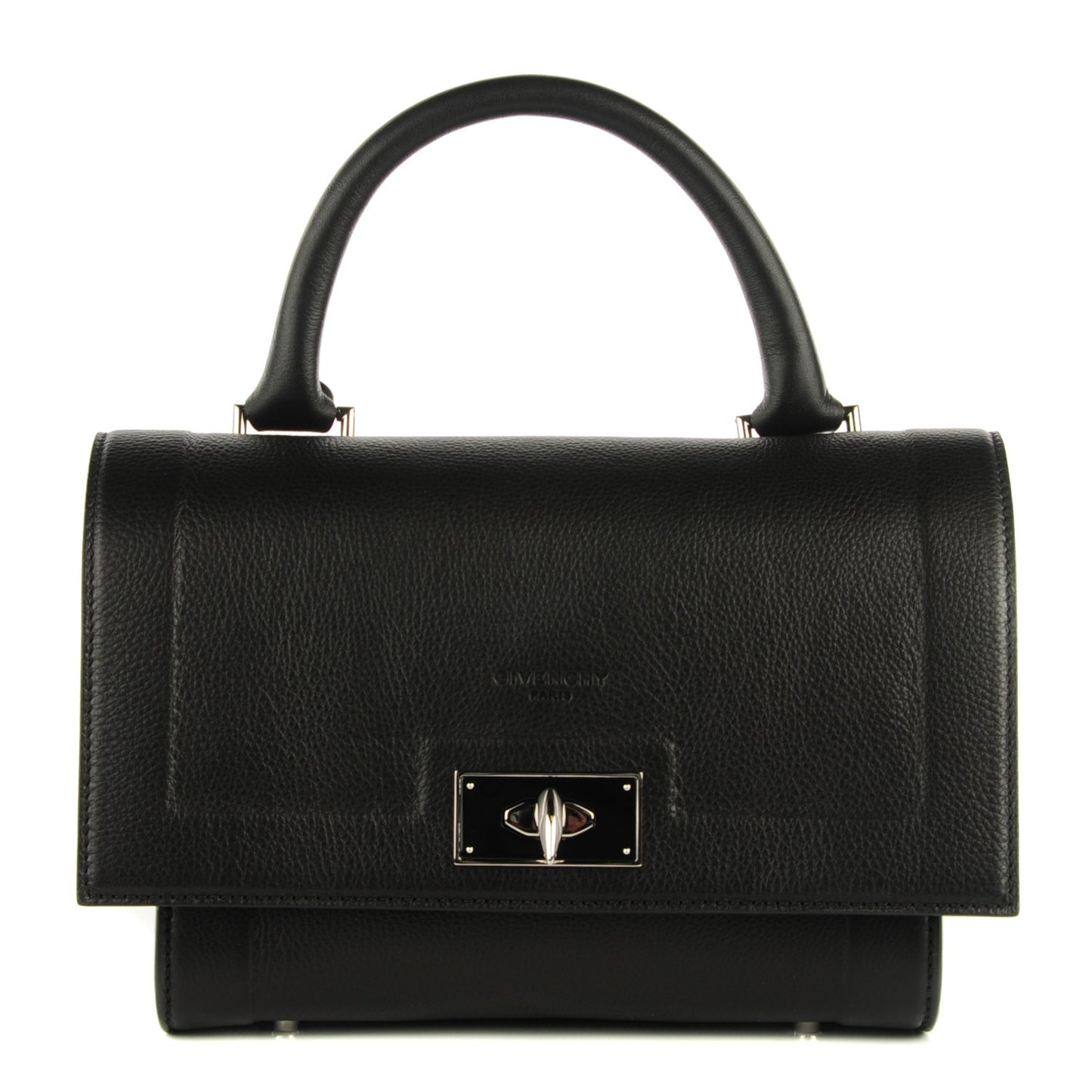 Grained Calfskin Mini Shark Lock Satchel Black