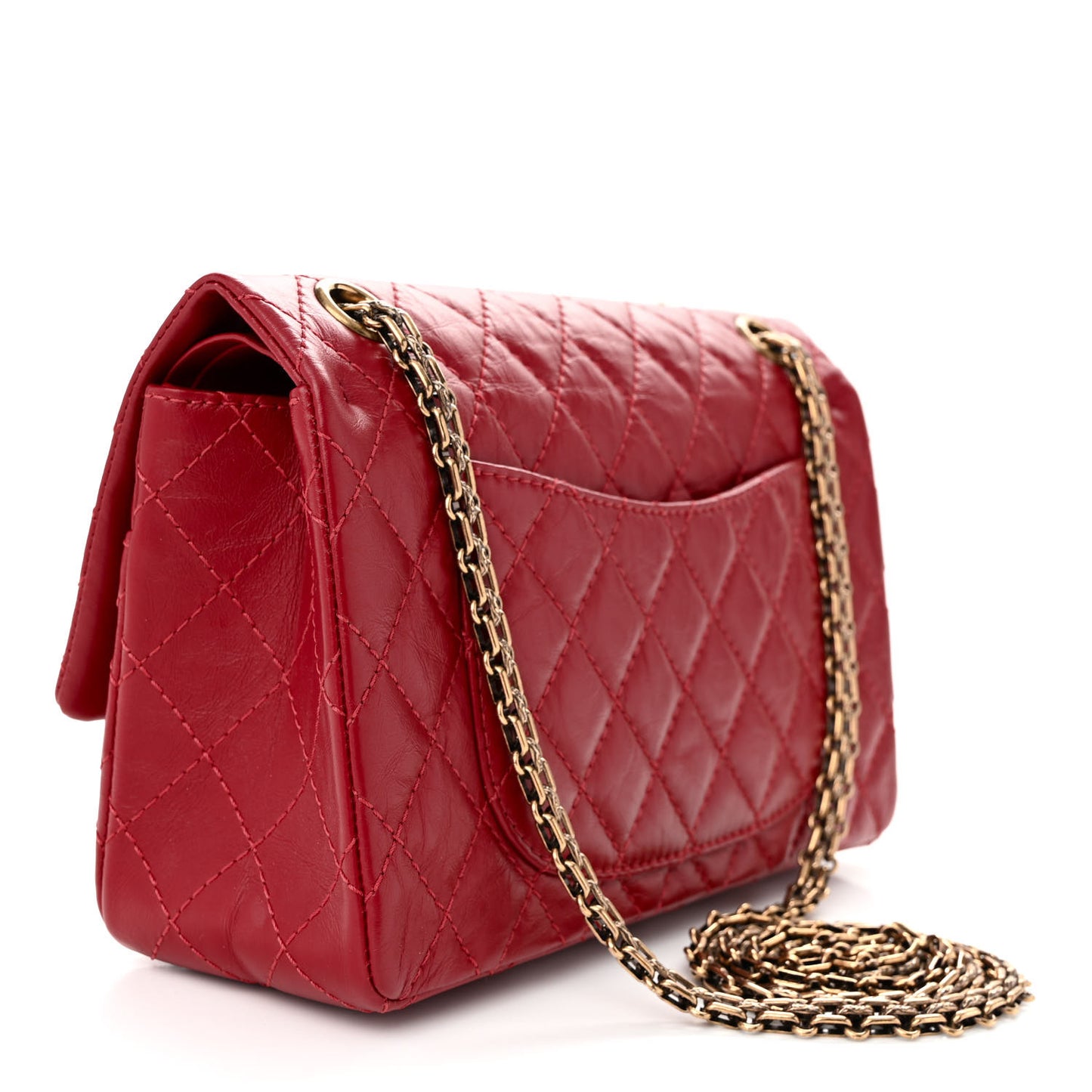Aged Calfskin Quilted 2.55 Reissue 225 Flap Red