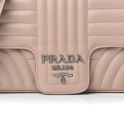 Prada Soft Calfskin Impunture Diagramme Medium Chain Flap Shoulder Bag Cipria 9 of 9