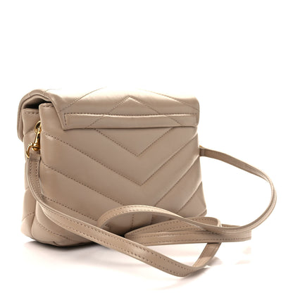 Saint Laurent Calfskin Y Quilted Monogram Toy Loulou Crossbody Bag Latte 4 of 9