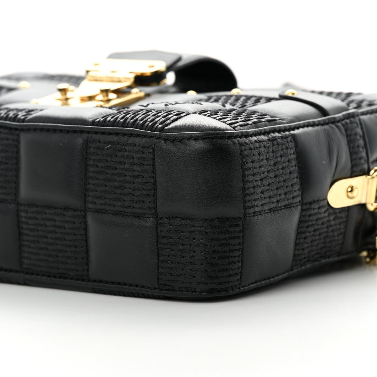 Lambskin Damier Quilt Troca MM Black