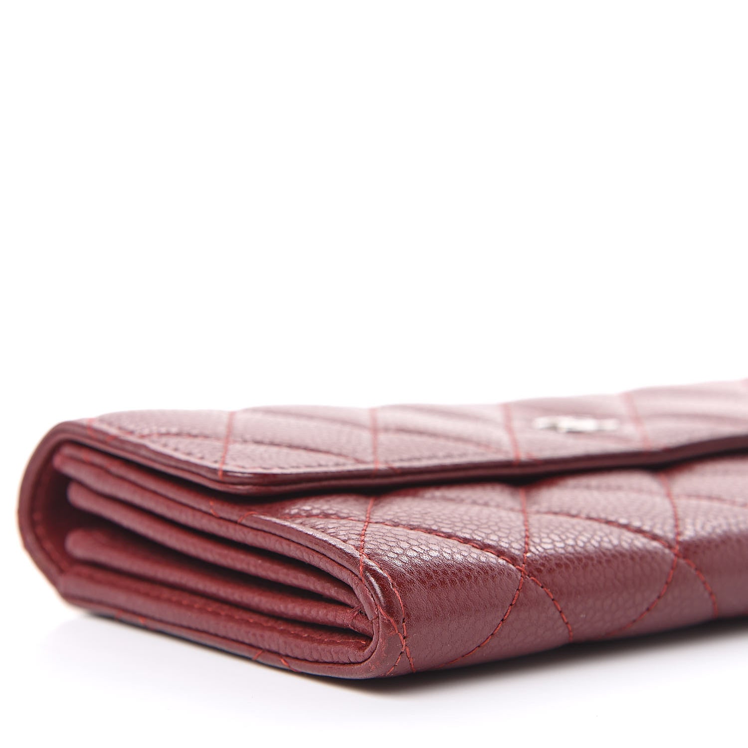 Chanel Caviar Quilted Large Gusset Flap Wallet Dark Red 9 of 10