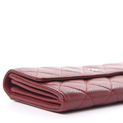 Chanel Caviar Quilted Large Gusset Flap Wallet Dark Red 9 of 10