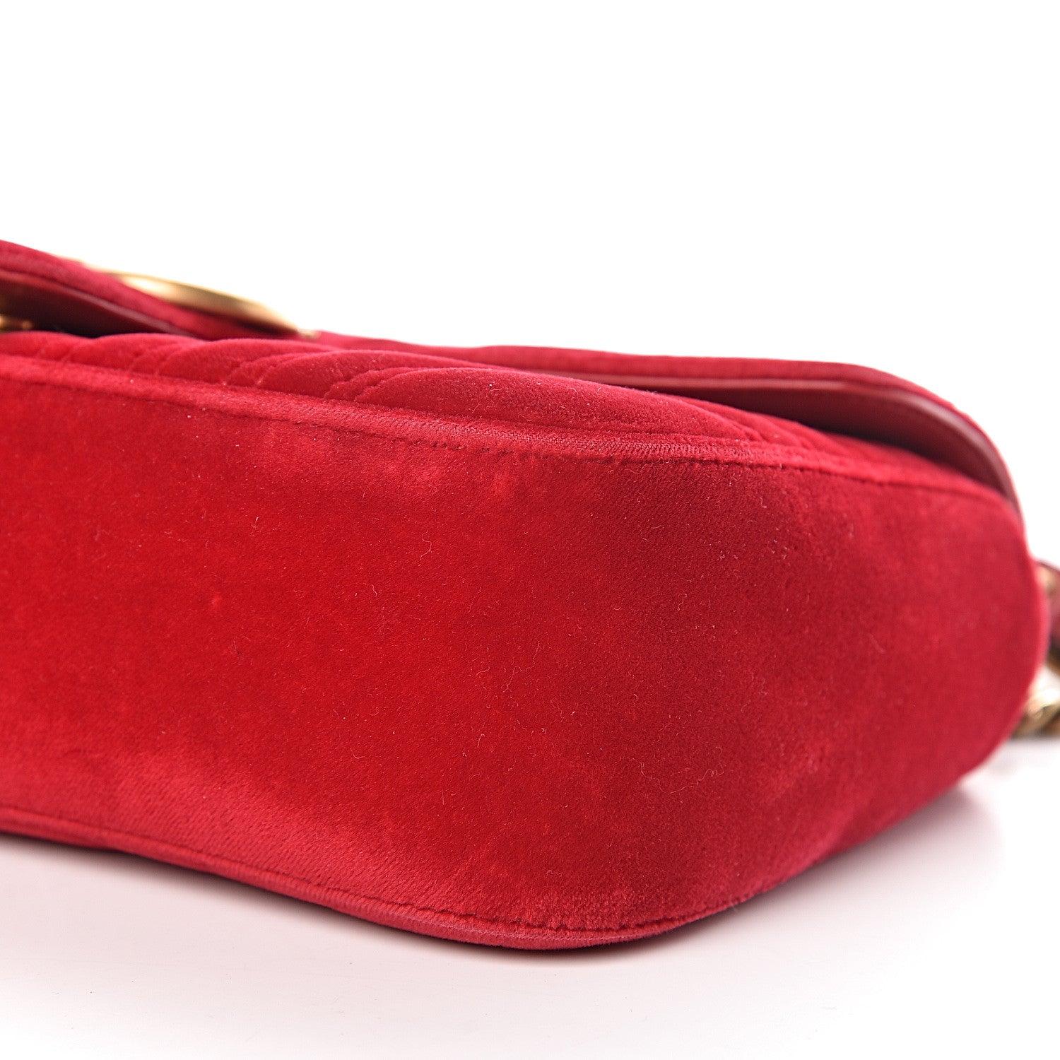 Gucci Velvet Matelasse Small GG Marmont Shoulder Bag Hibiscus Red 10 of 12