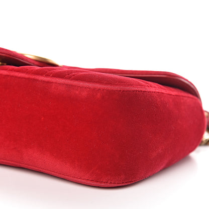 Gucci Velvet Matelasse Small GG Marmont Shoulder Bag Hibiscus Red 10 of 12