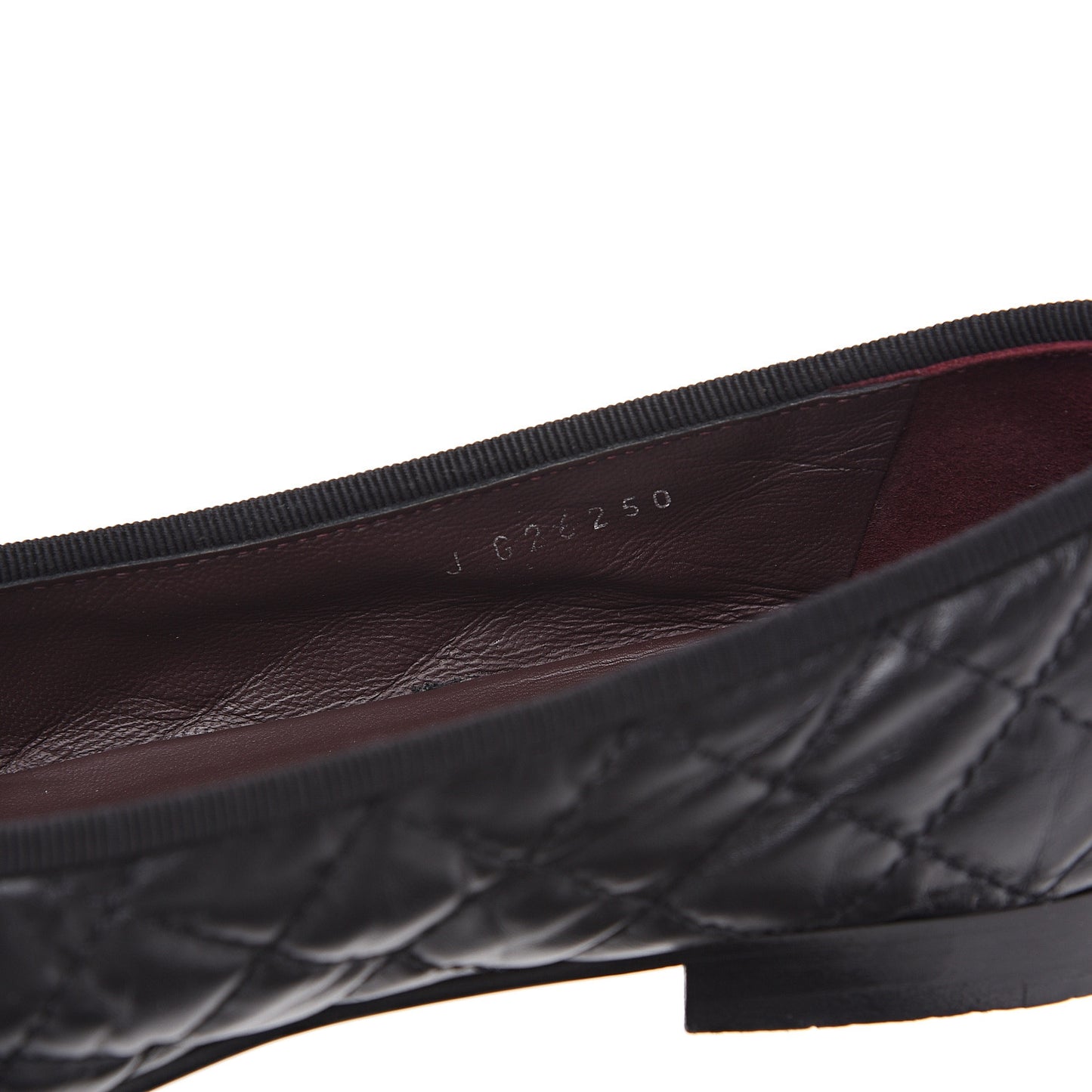 Aged Calfskin Quilted Cap Toe Ballerina Flats 38.5 Black