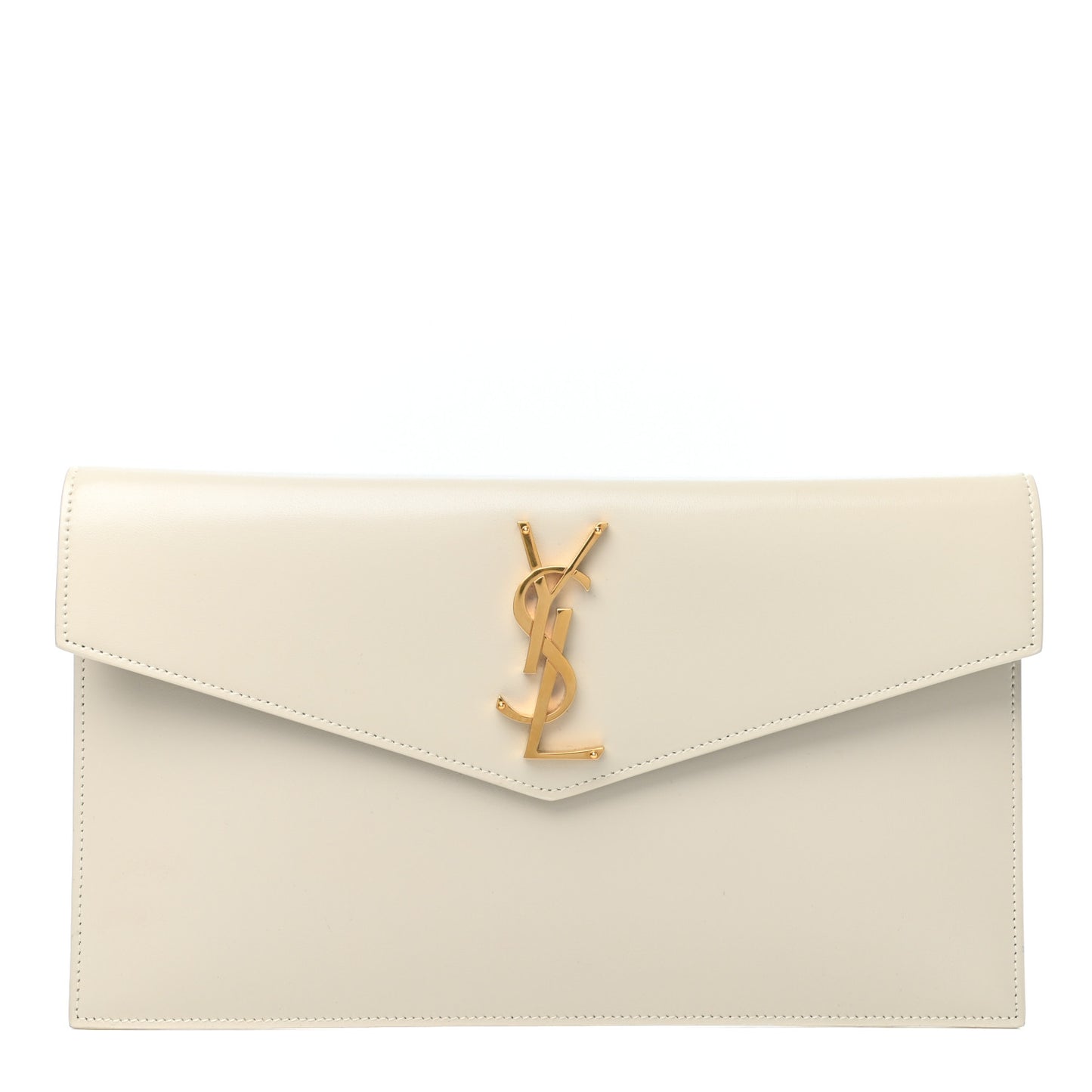 Smooth Shiny Calfskin Uptown Pouch Crema Soft