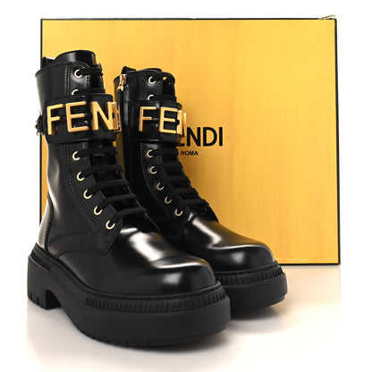 Fendi Vitello Abrasivato Fendigraphy 50mm Biker Boots 38 Black 9 of 9