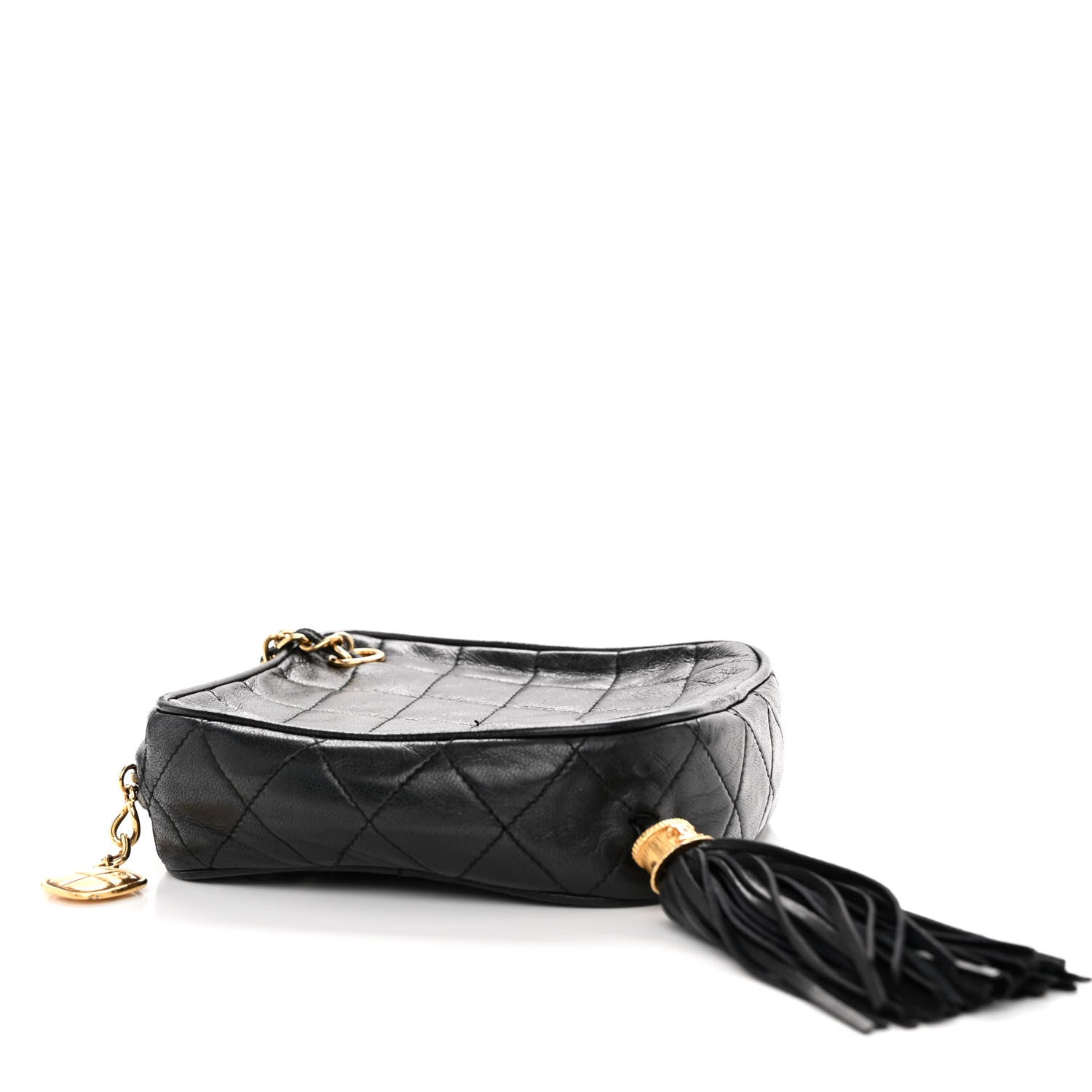 Chanel Lambskin Quilted Diamond Tassel Shoulder Bag Black 4 of 11
