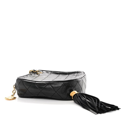 Chanel Lambskin Quilted Diamond Tassel Shoulder Bag Black 4 of 11