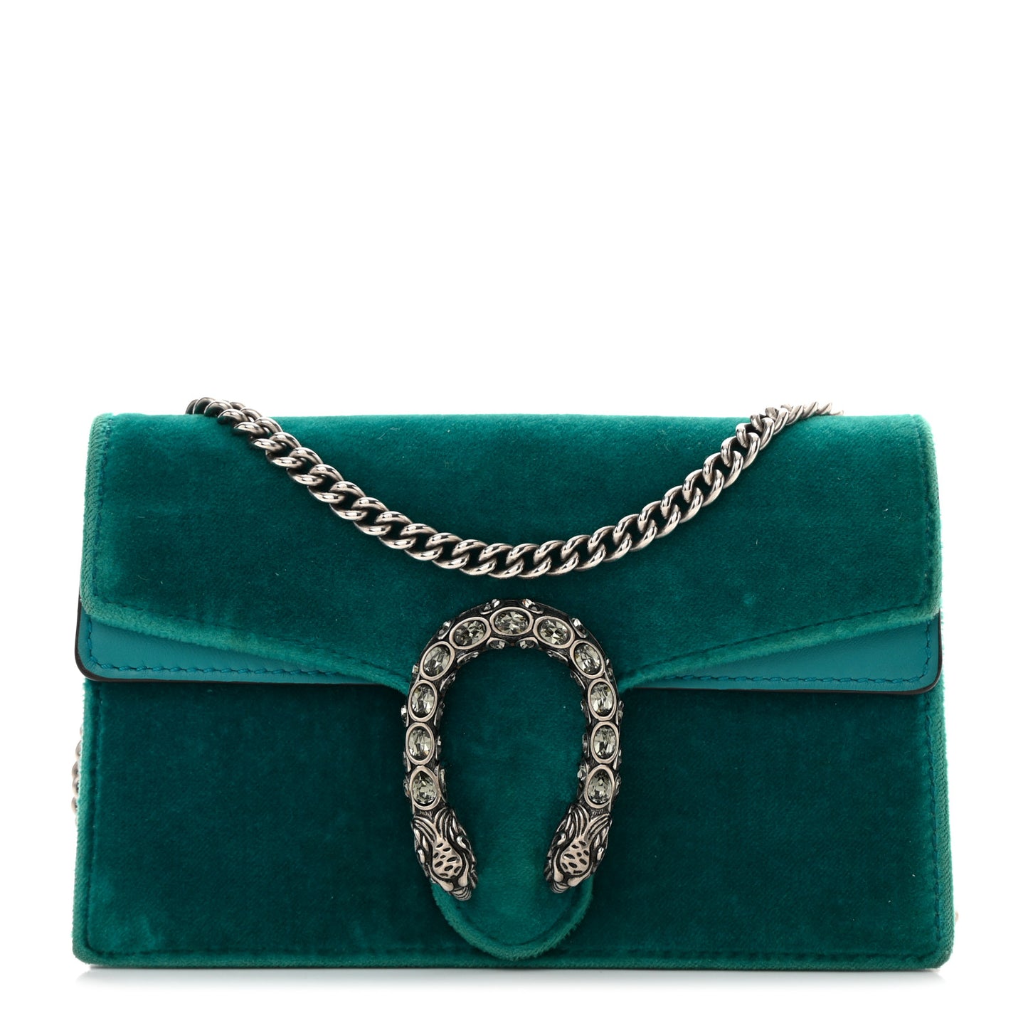 Velvet Super Mini Dionysus Shoulder Bag Pavone Cyan