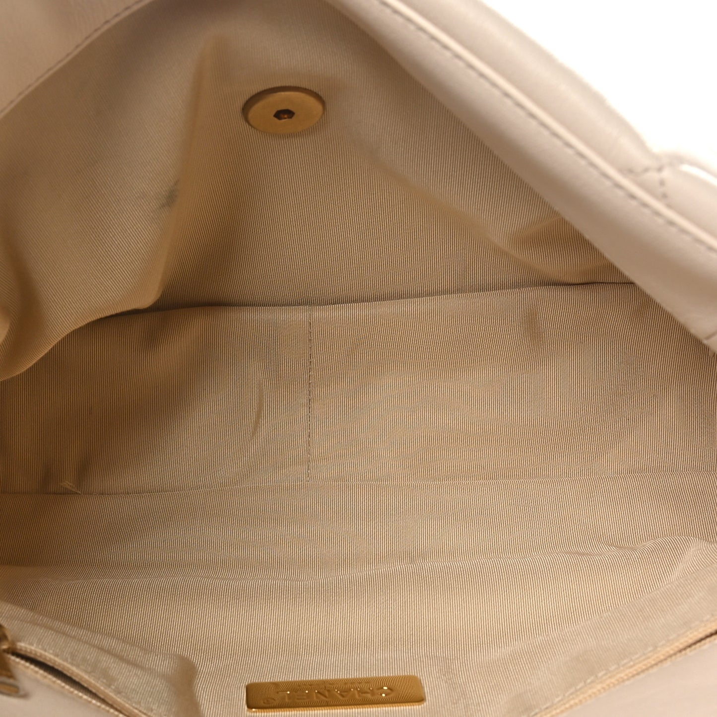 Lambskin Quilted Large Chanel 19 Flap Light Beige