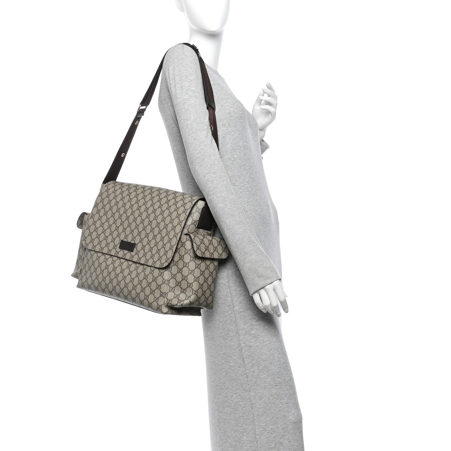 Gucci GG Plus Monogram Messenger Diaper Bag Dark Brown 2 of 11