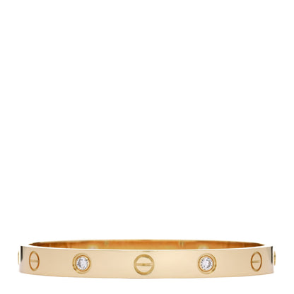Cartier 18K Yellow Gold 4 Diamond LOVE Bracelet 16 2 of 9