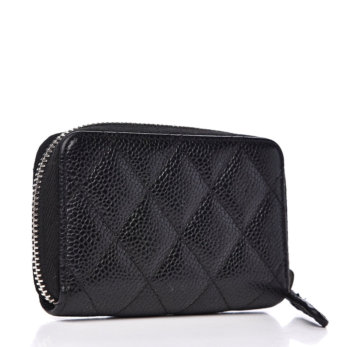 Caviar Quilted Zip Coin Purse Black