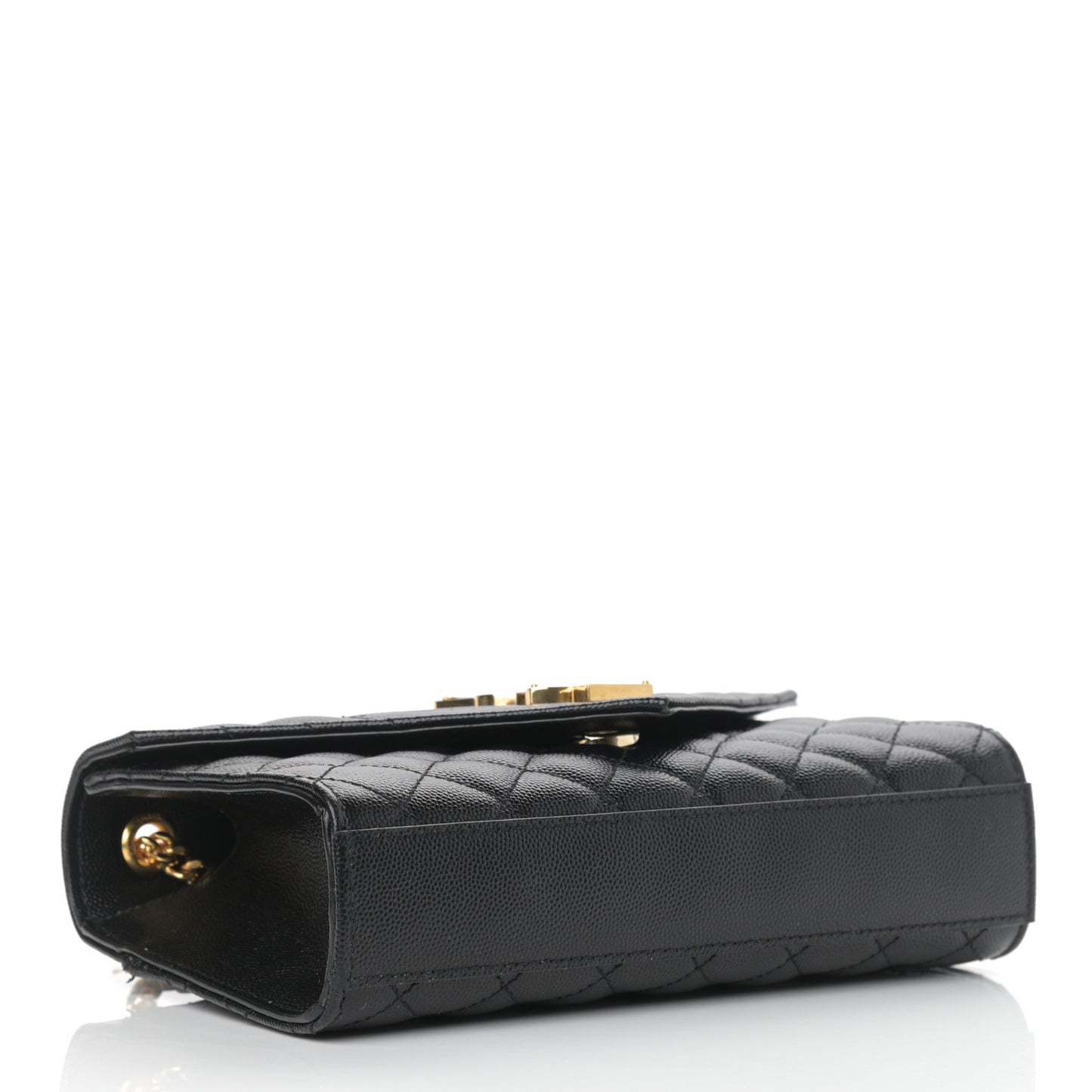 Grain De Poudre Textured Mixed Matelasse Triquilt Small Monogram Satchel Black