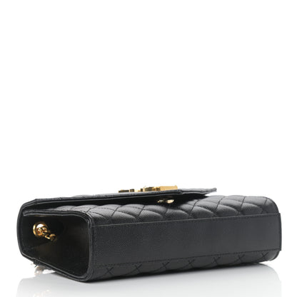 Saint Laurent Grain De Poudre Textured Mixed Matelasse Triquilt Small Monogram Satchel Black 4 of 10