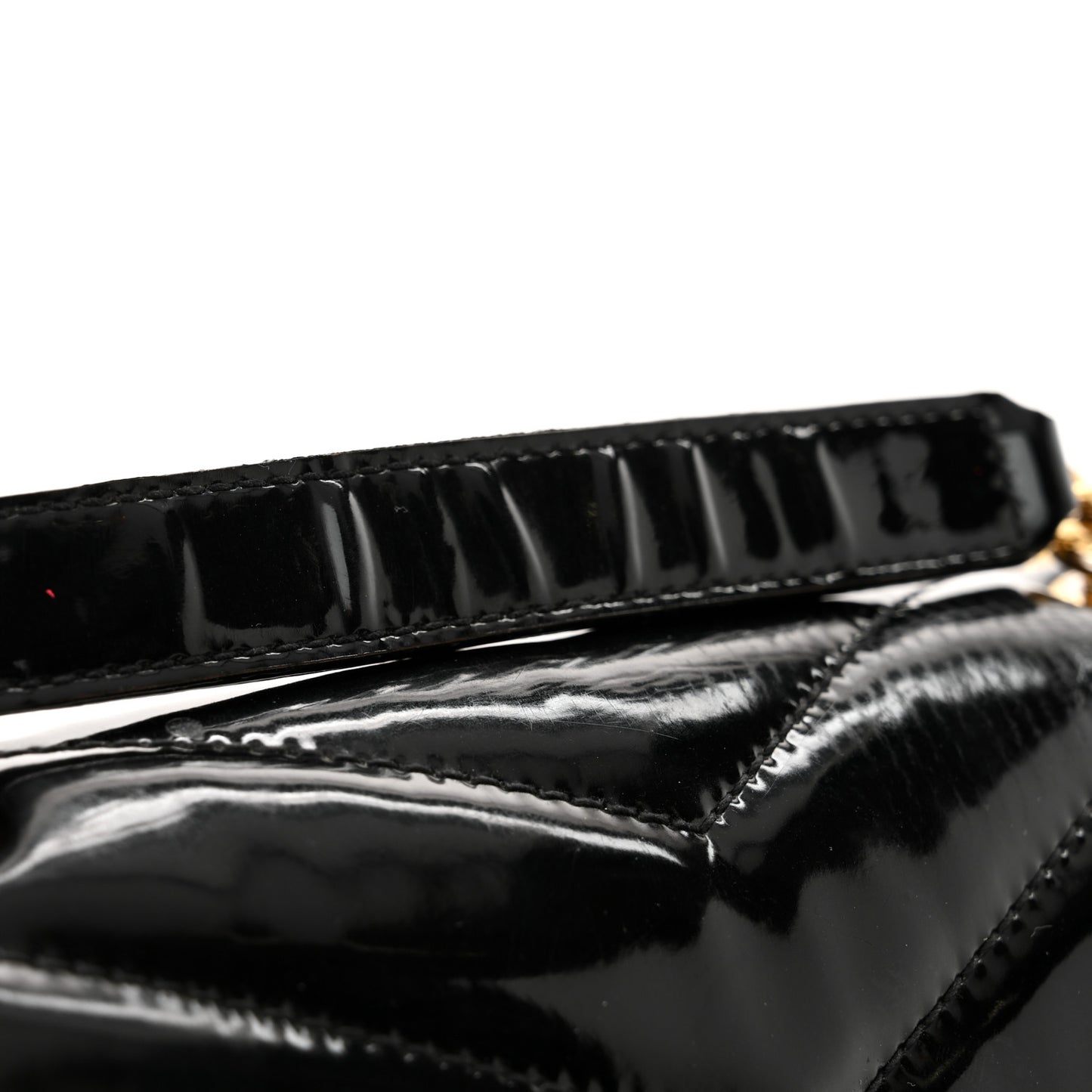Patent Y Quilted Monogram Small Loulou Chain Satchel Black