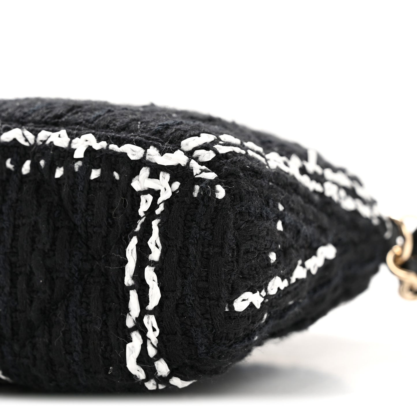Tweed Quilted Mini Clutch With Chain Black White