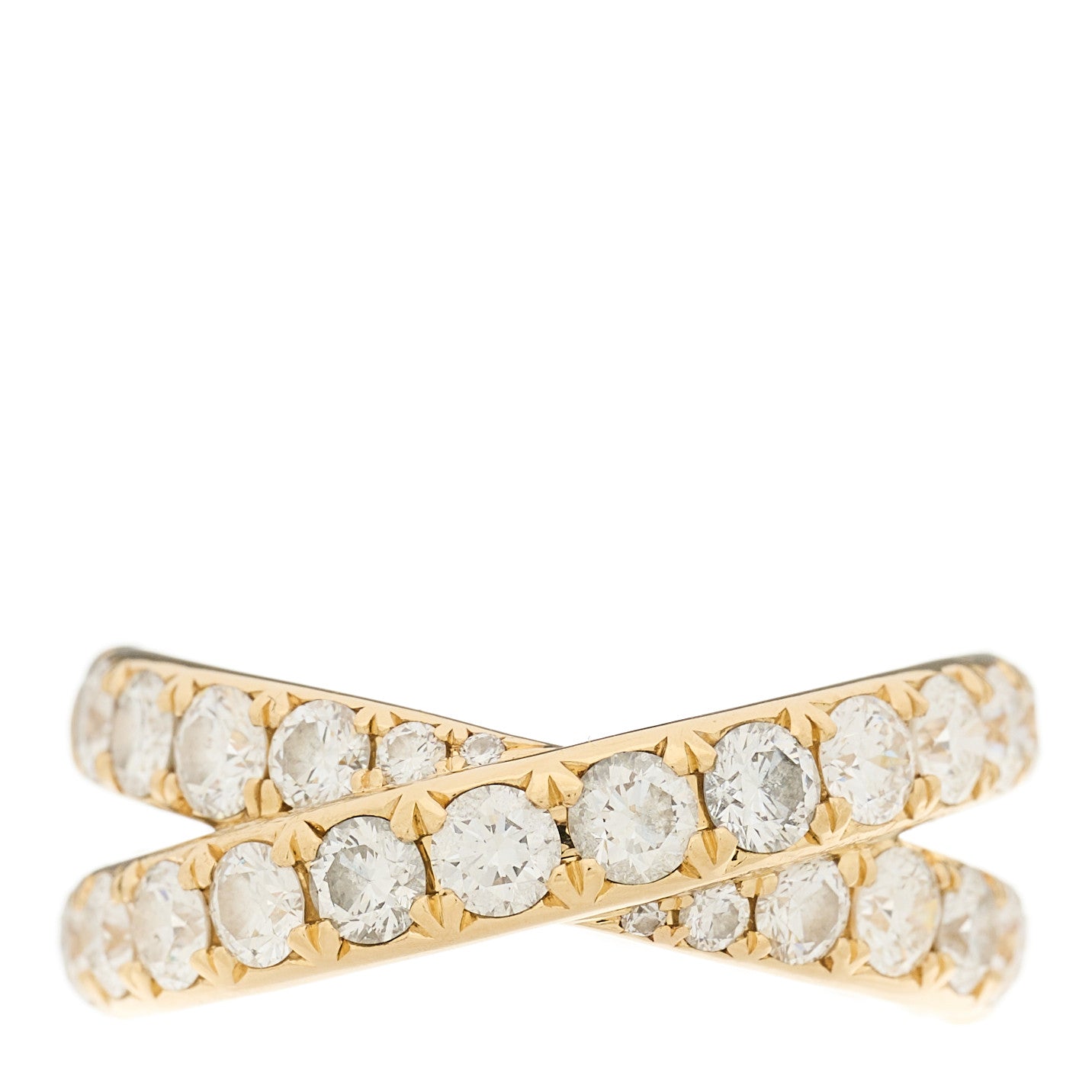 David Yurman 18K Yellow Gold Diamond 8mm Crossover Band Ring 52 6 1 of 5