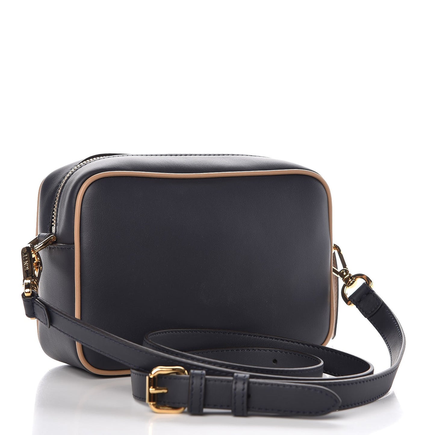 Vitello Century Matte Stamp Patch Bi-Color Mini Camera Case Blue Notte Amido Pink