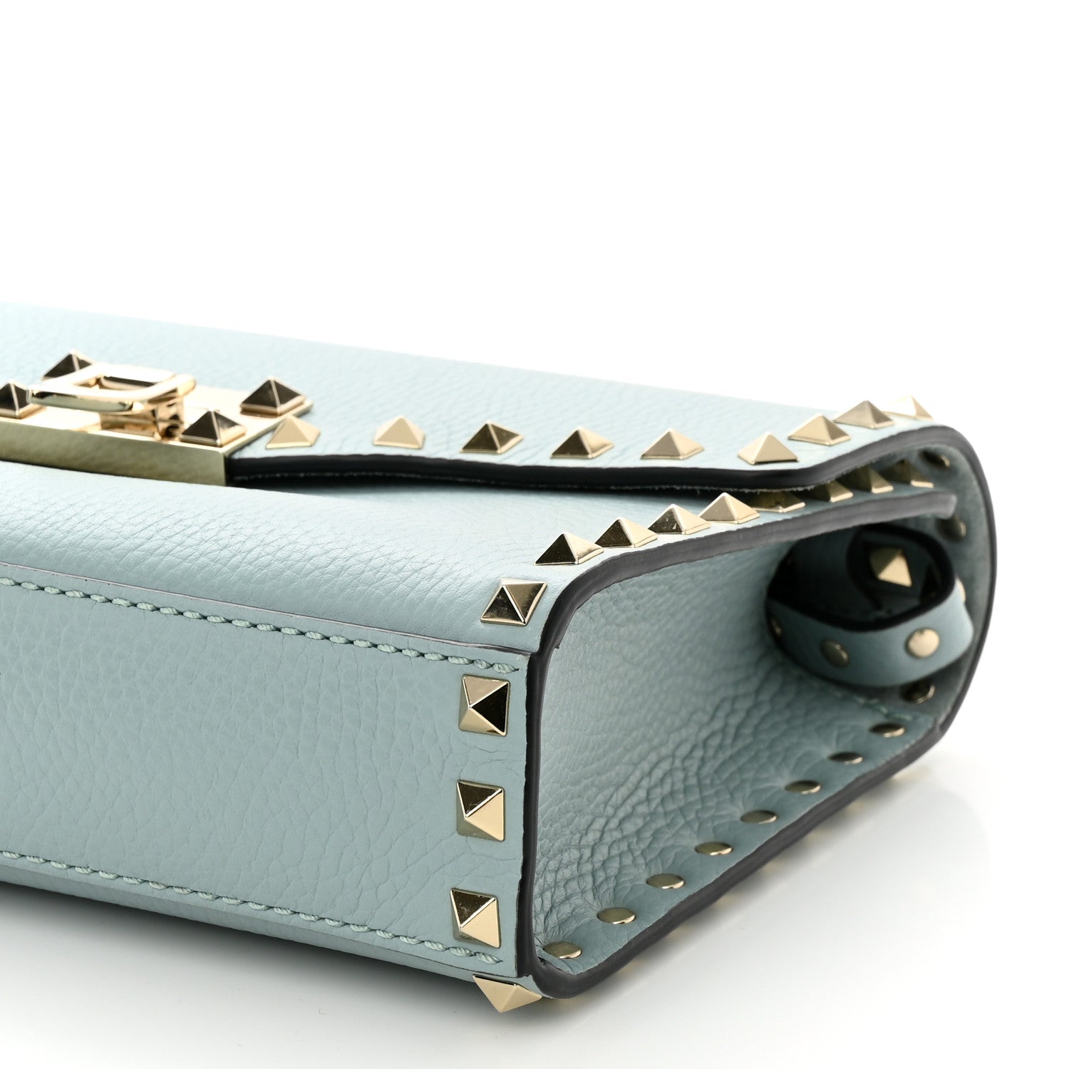 Valentino Garavani Pebbled Calfskin Medium Rockstud Flip Lock Crossbody Bag Celadon 9 of 9