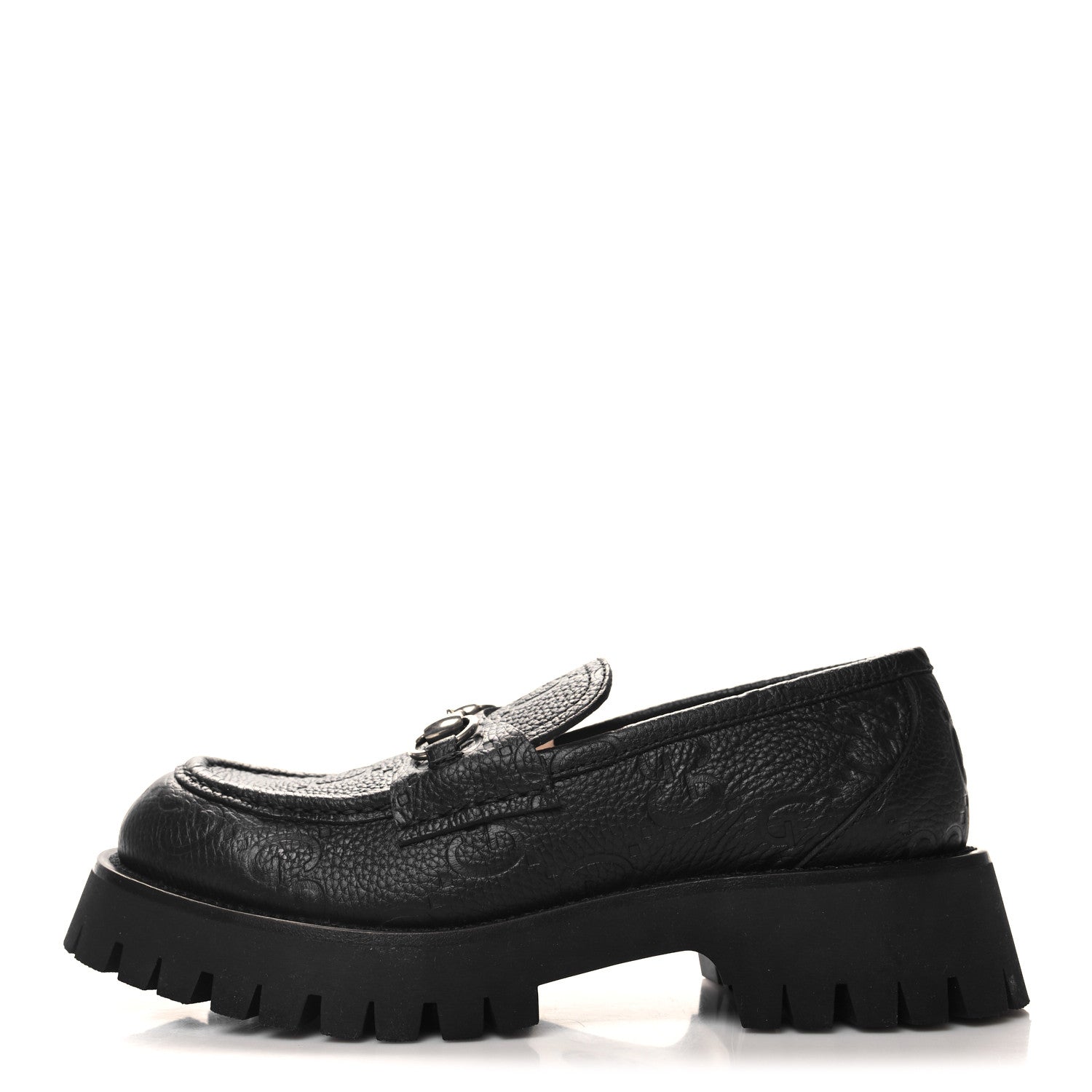 Gucci Piuma Calfskin Embossed Womens Jeanne Platform Lug Sole 30/45mm Loafers 40.5 Black 1 of 8
