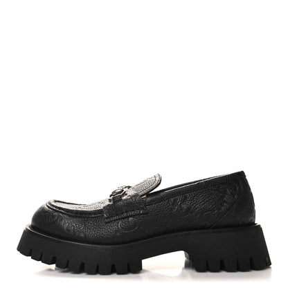 Gucci Piuma Calfskin Embossed Womens Jeanne Platform Lug Sole 30/45mm Loafers 40.5 Black 1 of 8