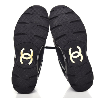 Chanel Lycra Fabric CC Sneakers 37 Black 6 of 10