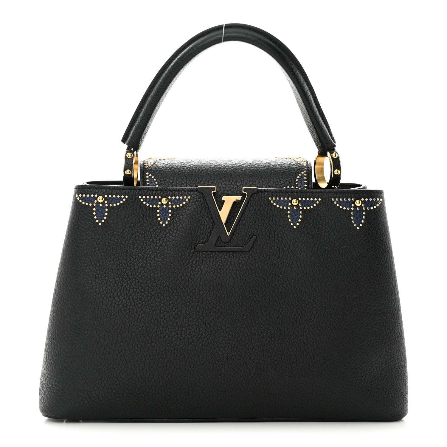 Louis Vuitton Taurillon Flower Capucines PM Black Blue 1 of 16