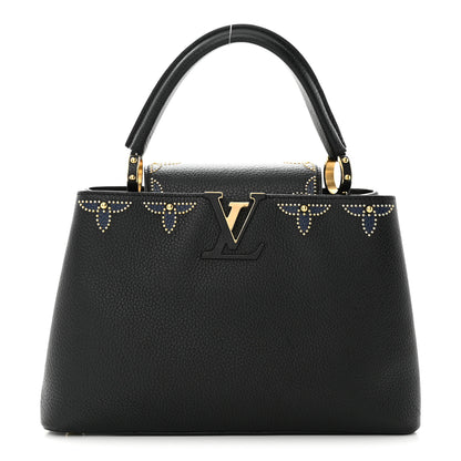 Louis Vuitton Taurillon Flower Capucines PM Black Blue 1 of 16