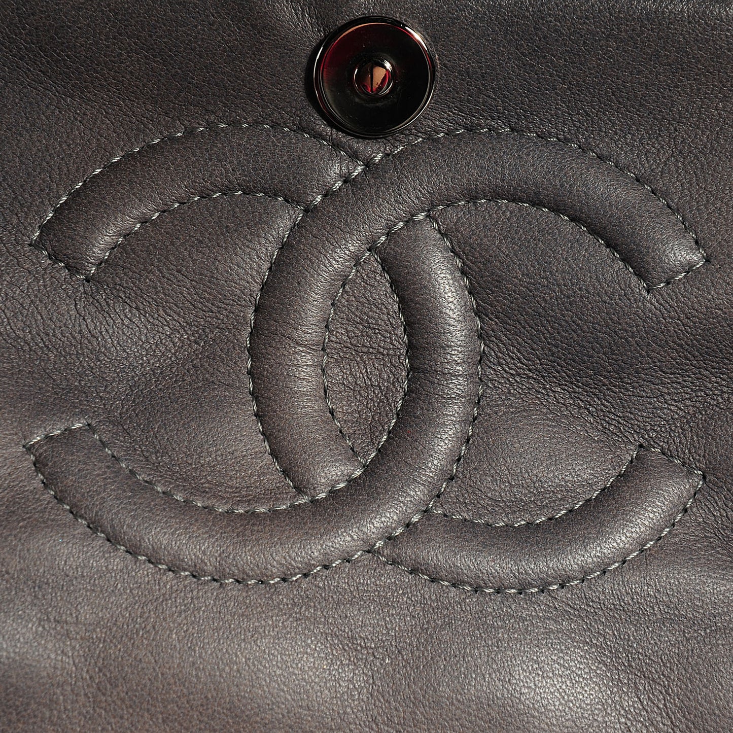 Lambskin Medium Double Flap w Bijoux Chain Grey