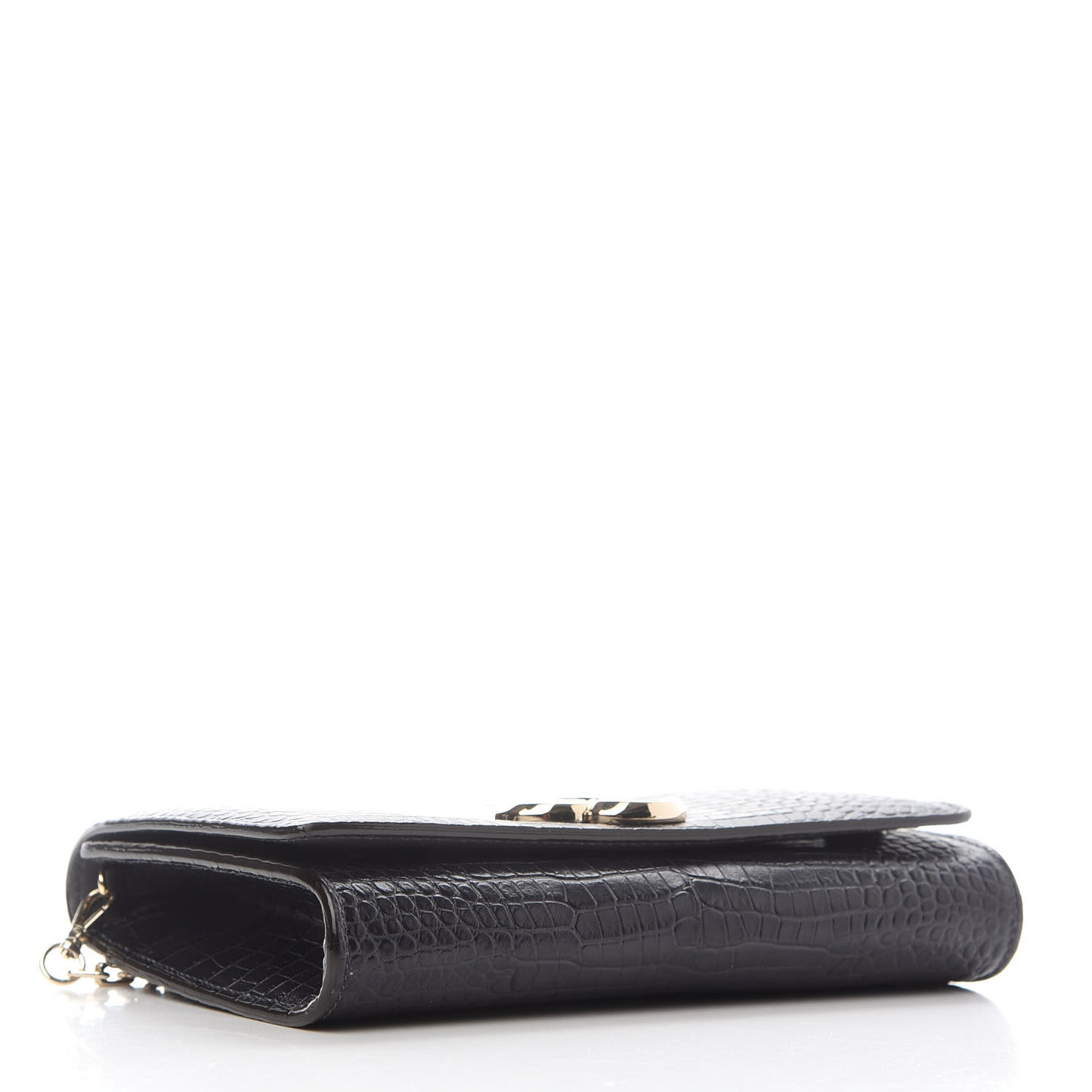 Calfskin Crocodile Embossed Varenne Chain Clutch Dusk