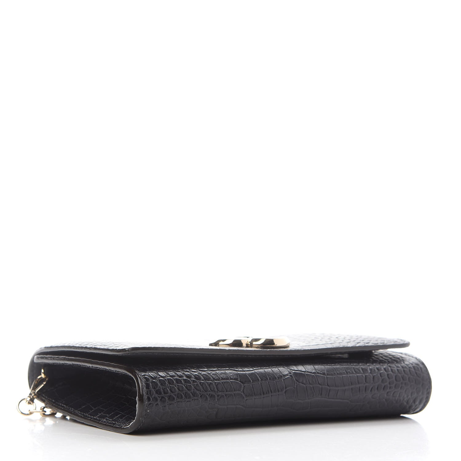Jimmy Choo Calfskin Crocodile Embossed Varenne Chain Clutch Dusk 3 of 8