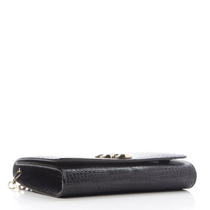 Jimmy Choo Calfskin Crocodile Embossed Varenne Chain Clutch Dusk 3 of 8