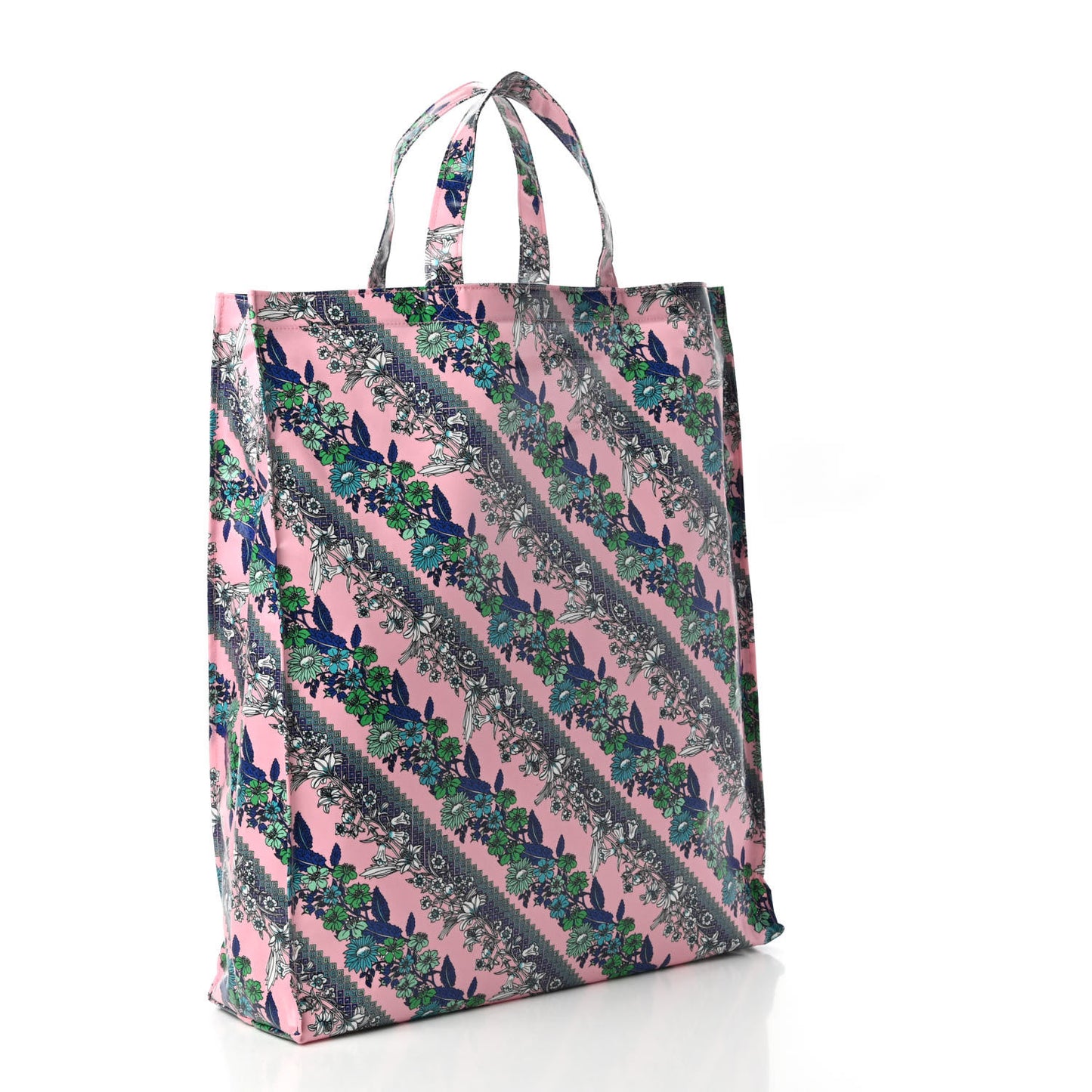 Patent Canvas Frame Logo Bouquet Print Vertical Tote Pink Daisy