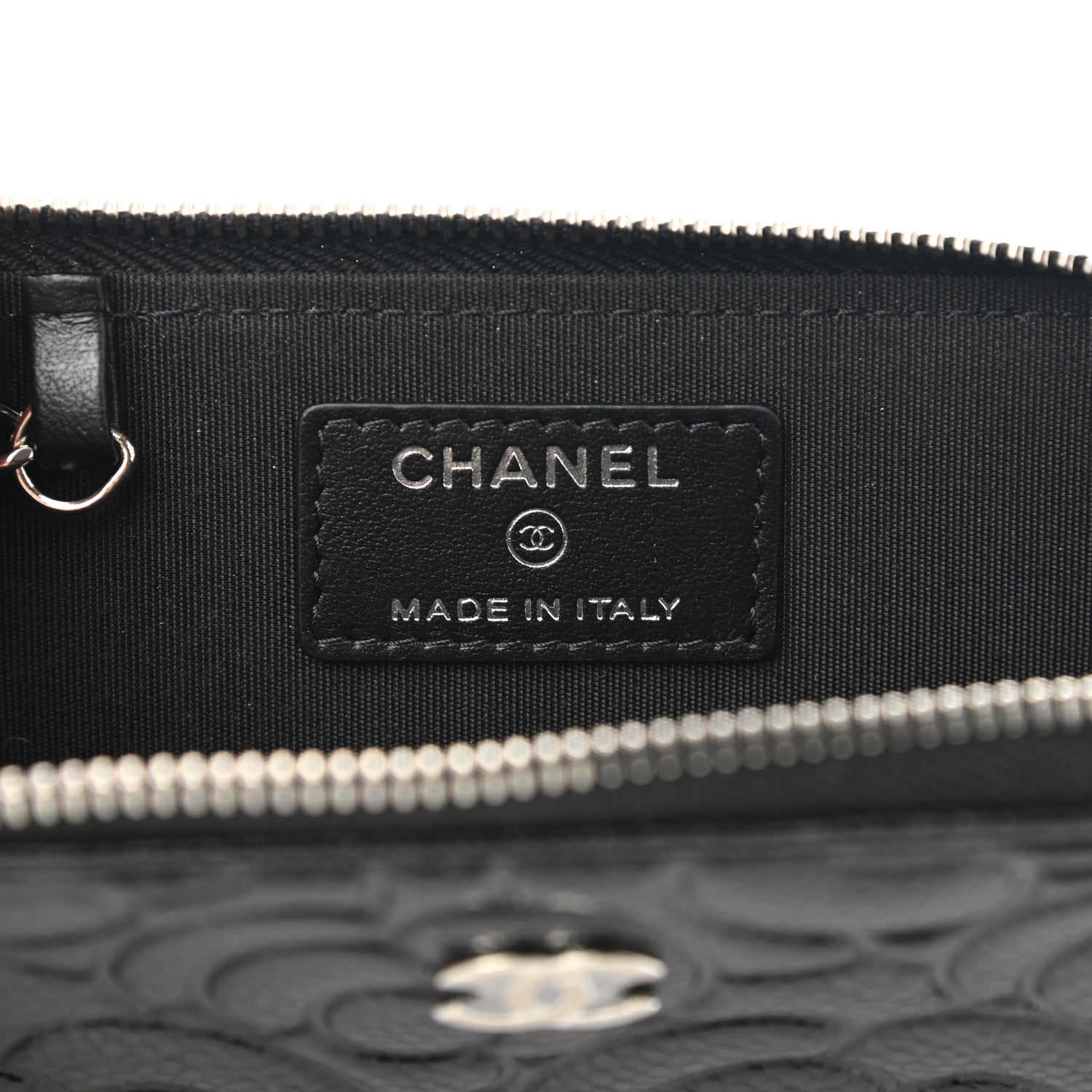 Chanel Caviar Camellia Embossed Key Holder Case Black 6 of 8