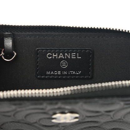 Chanel Caviar Camellia Embossed Key Holder Case Black 6 of 8