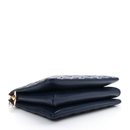 Louis Vuitton Lambskin Embossed Monogram LV Garden Coussin MM Navy Blue 4 of 9