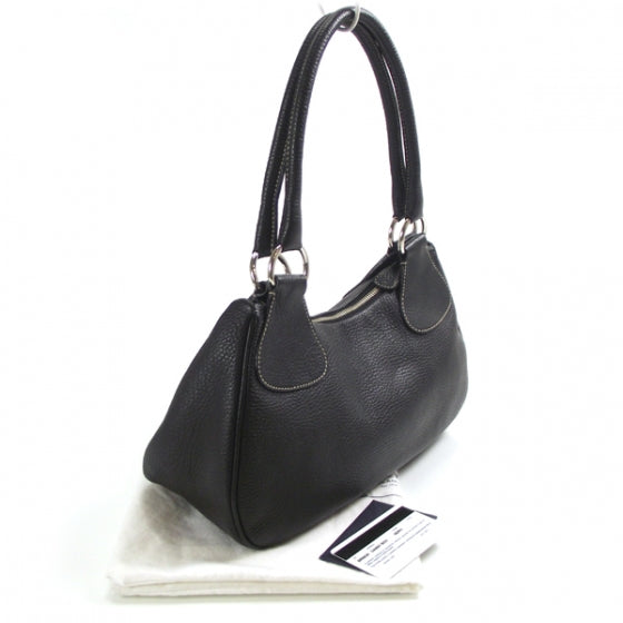 Vitello Daino Shoulder Bag Black