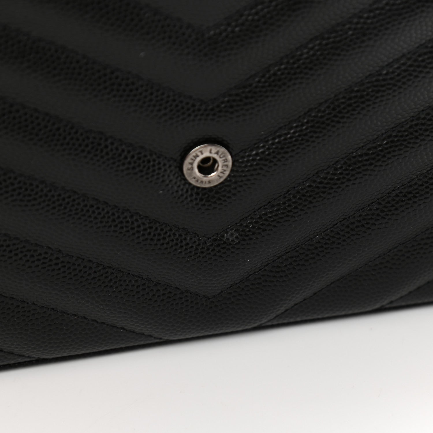 Saint Laurent Grain De Poudre Matelasse Chevron Monogram Chain Wallet Black 10 of 11