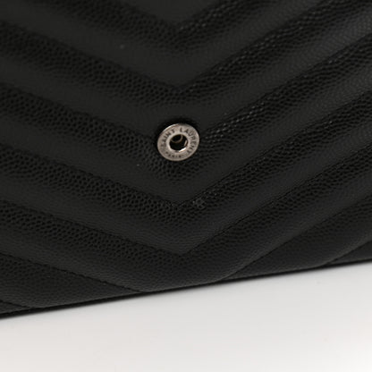 Saint Laurent Grain De Poudre Matelasse Chevron Monogram Chain Wallet Black 10 of 11