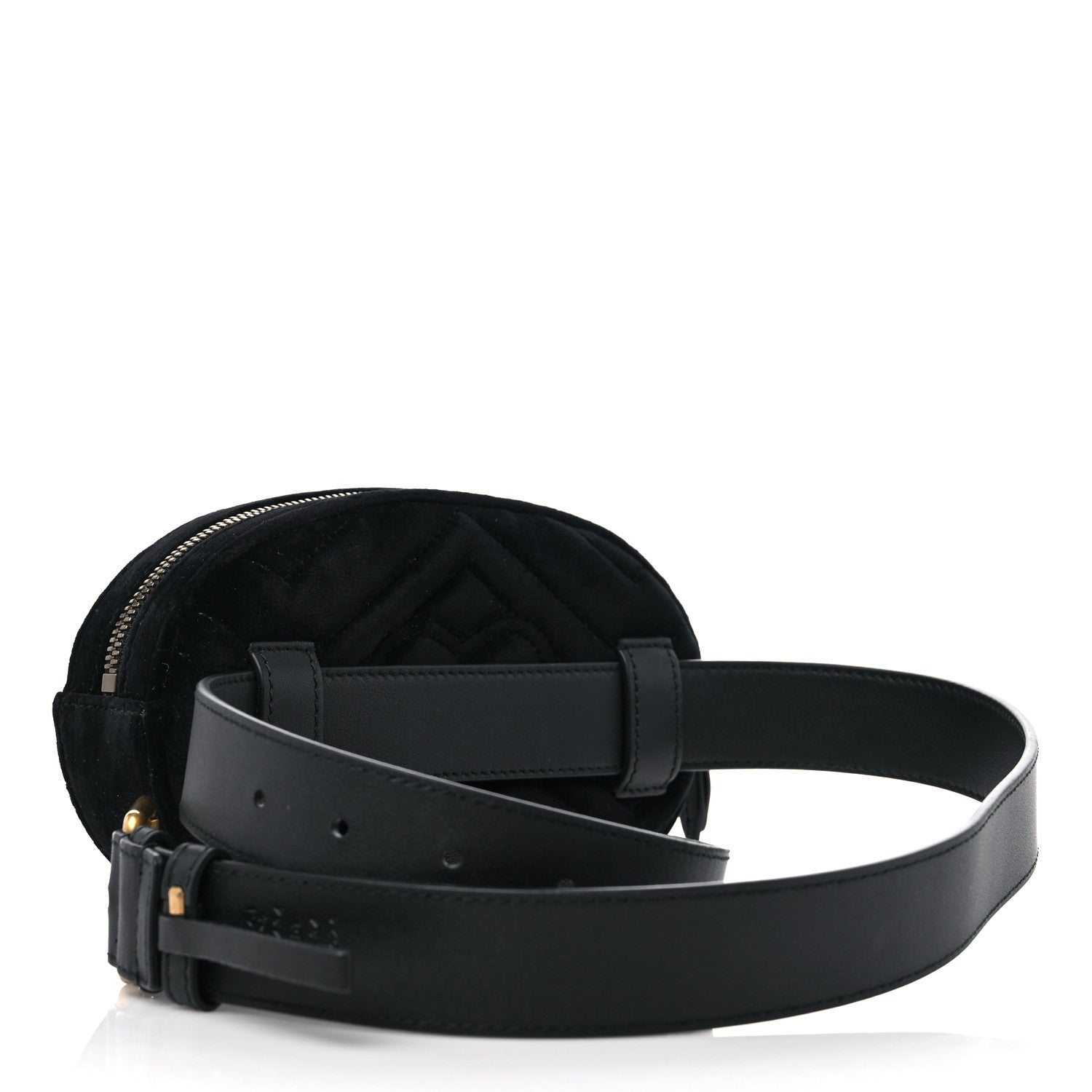 Gucci Velvet Matelasse GG Marmont Belt Bag 85 34 Black 3 of 11