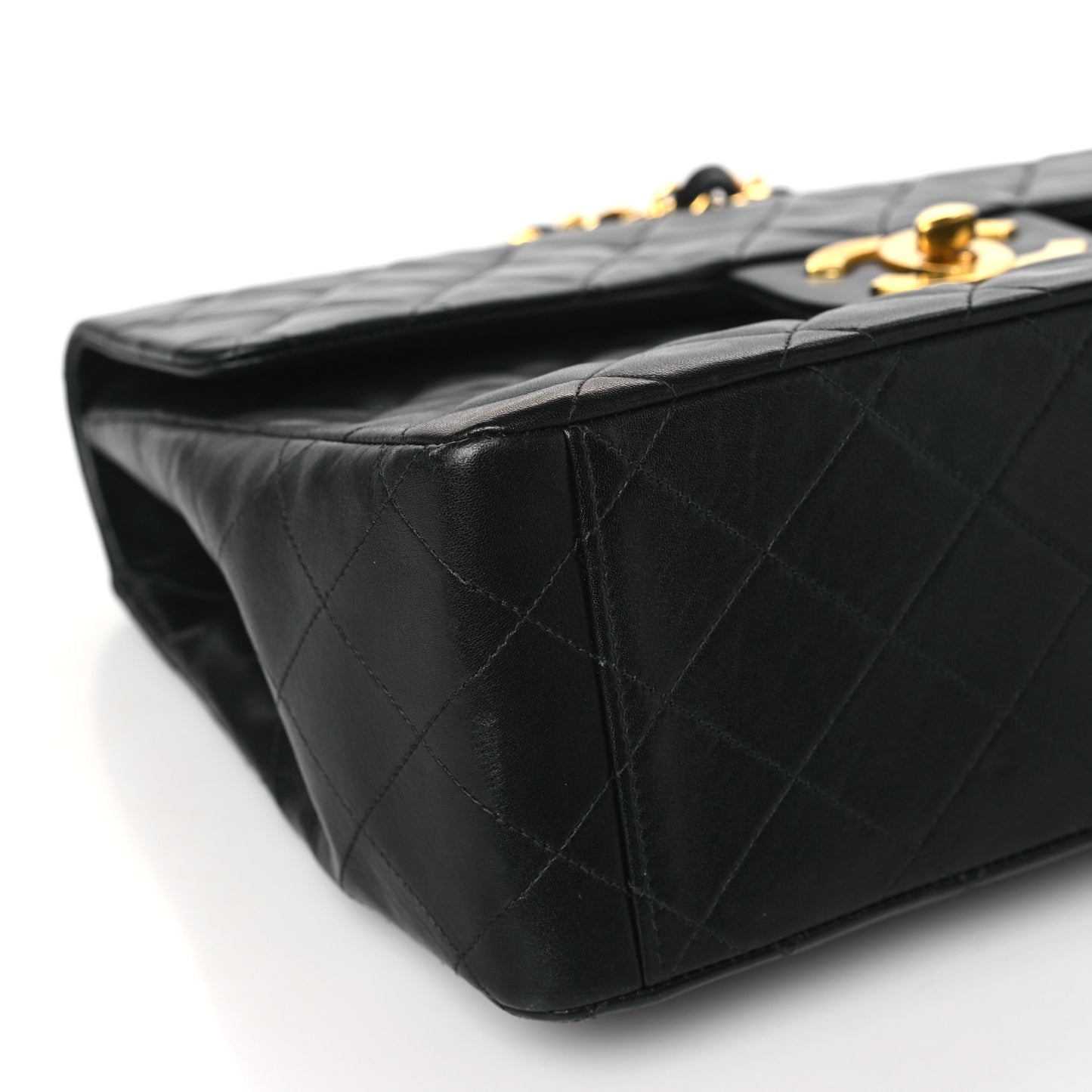 Lambskin Quilted XL Jumbo Single Flap Black