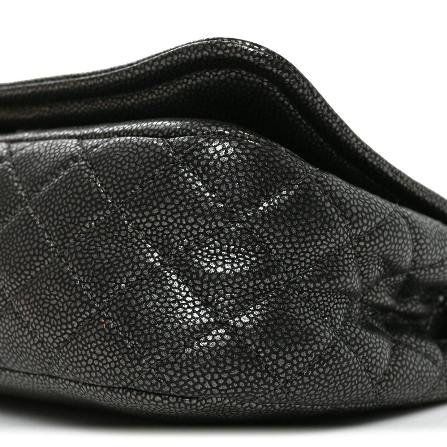 Metallic Caviar Medium Timeless CC Flap Dark Silver