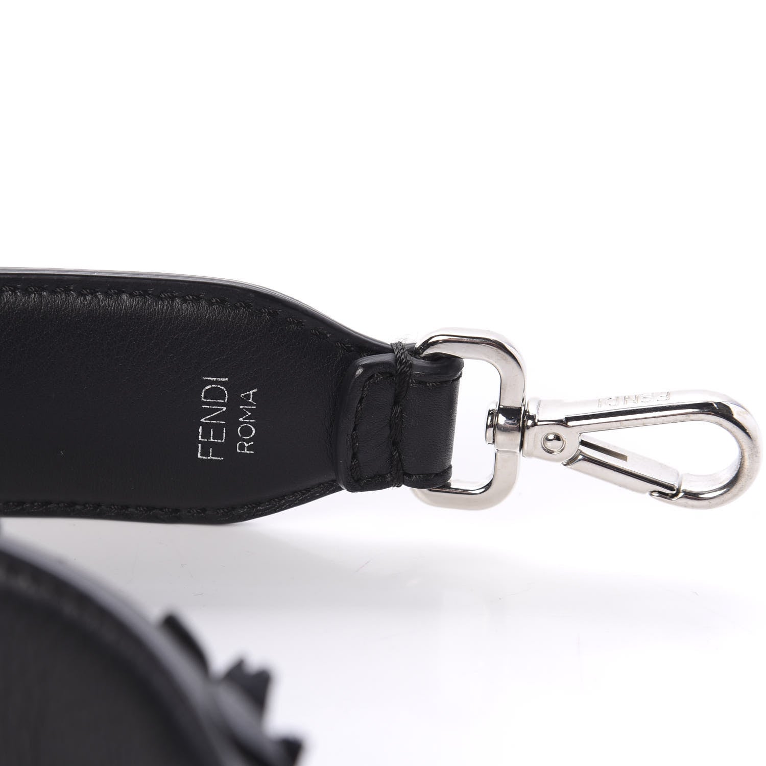 Fendi Vitello Dolce Nappa Patent Flowerland Studded Strap You Black 3 of 4