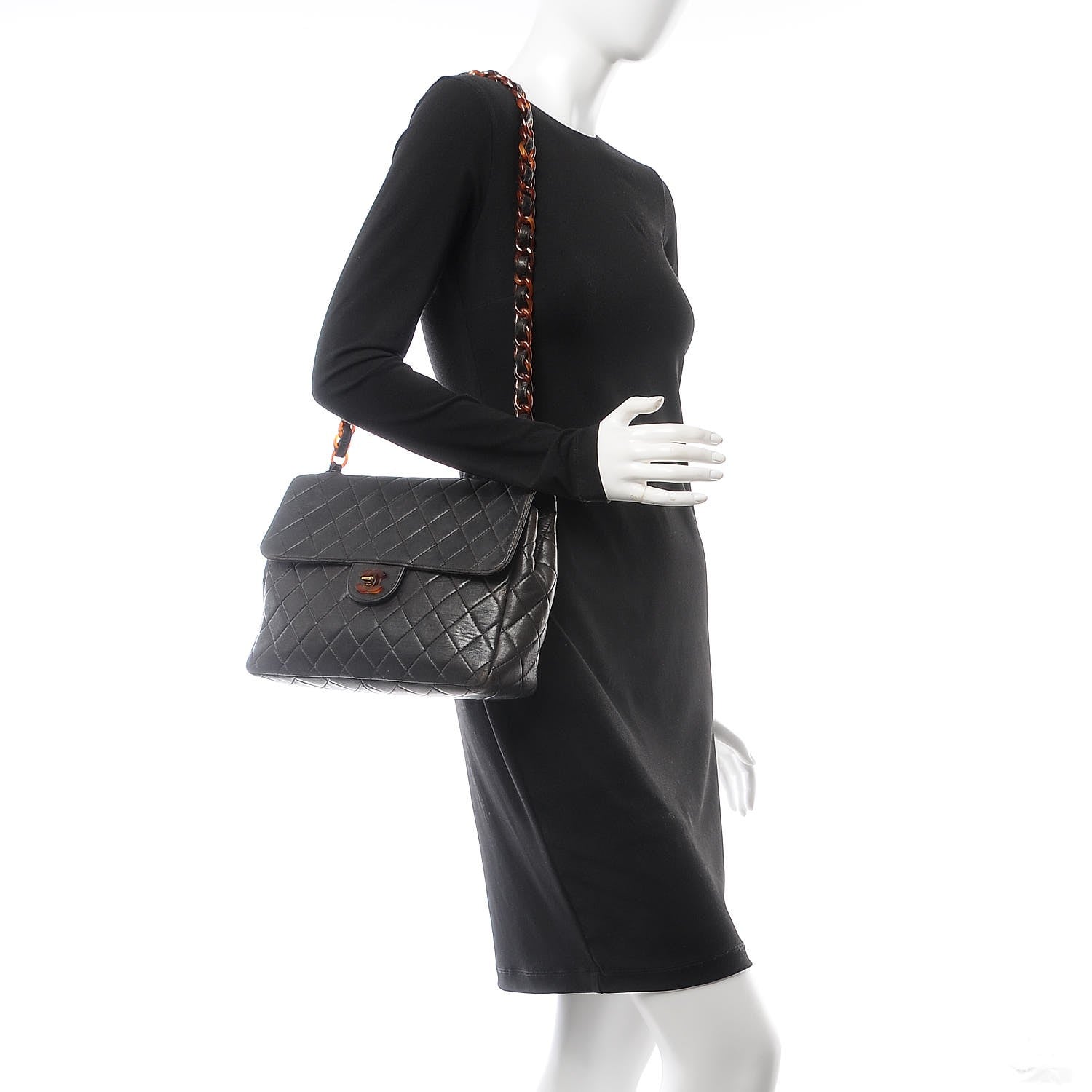 Chanel Lambskin Quilted Bekko Jumbo Single Flap Black 2 of 30
