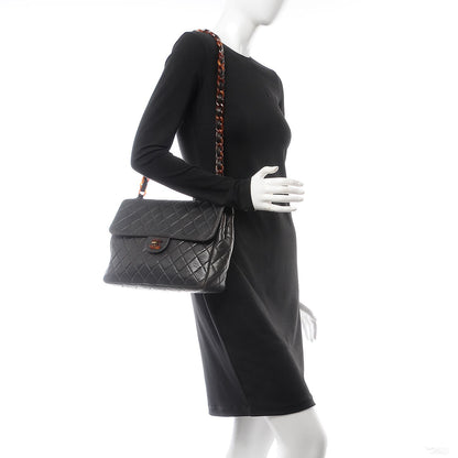 Chanel Lambskin Quilted Bekko Jumbo Single Flap Black 2 of 30