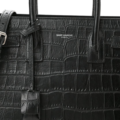 Saint Laurent Calfskin Crocodile Embossed Nano Sac De Jour Black 8 of 13